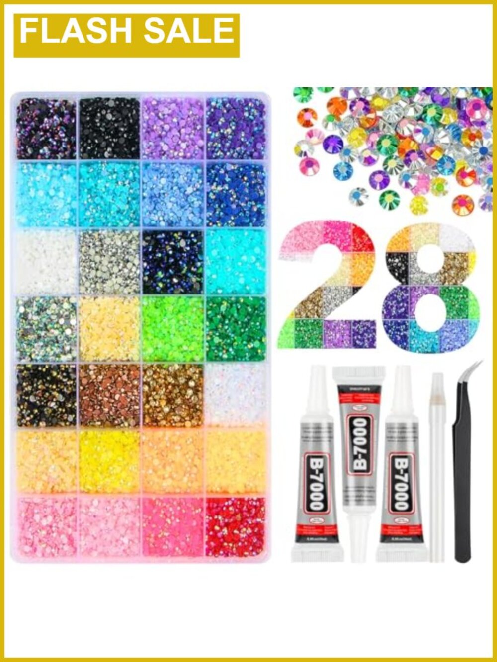 Resin Rhinestones 40000 Pcs 28 Colors Bedazzling Kit with Glue